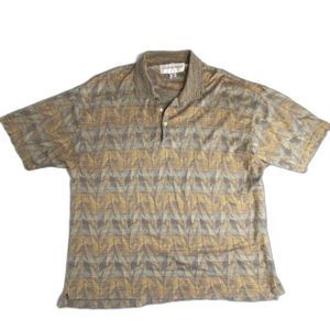 JHANEBARNES Menswear XL Earthtone Geometric Stripe Design Polo Shirt 100% Cotton